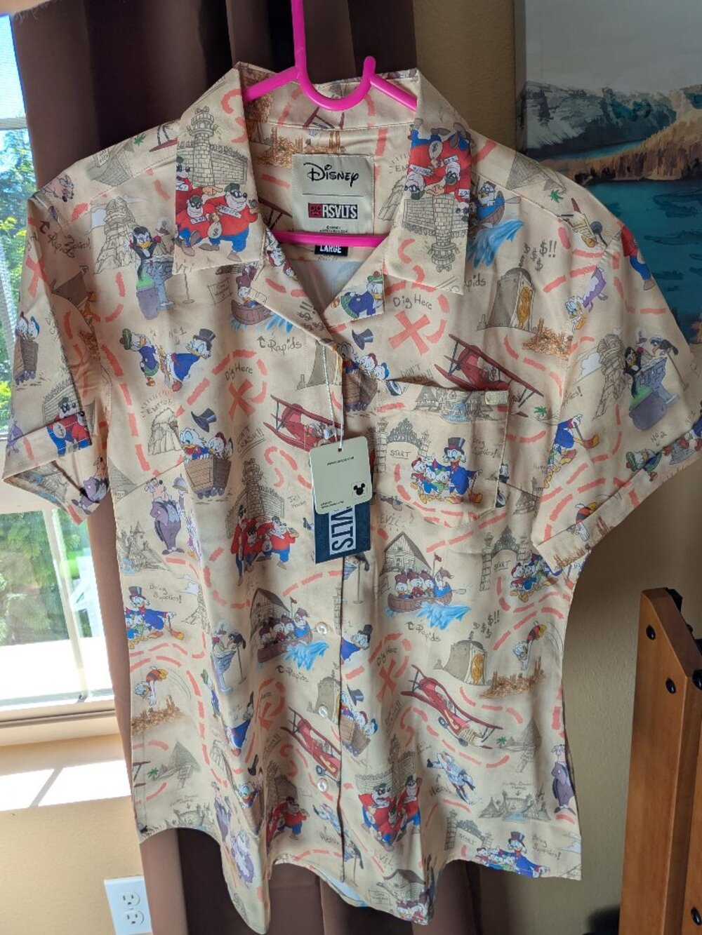 RSVLTS DISNEY "Birds of a Treasure" WOMEN'S BUTTON UP LARGE